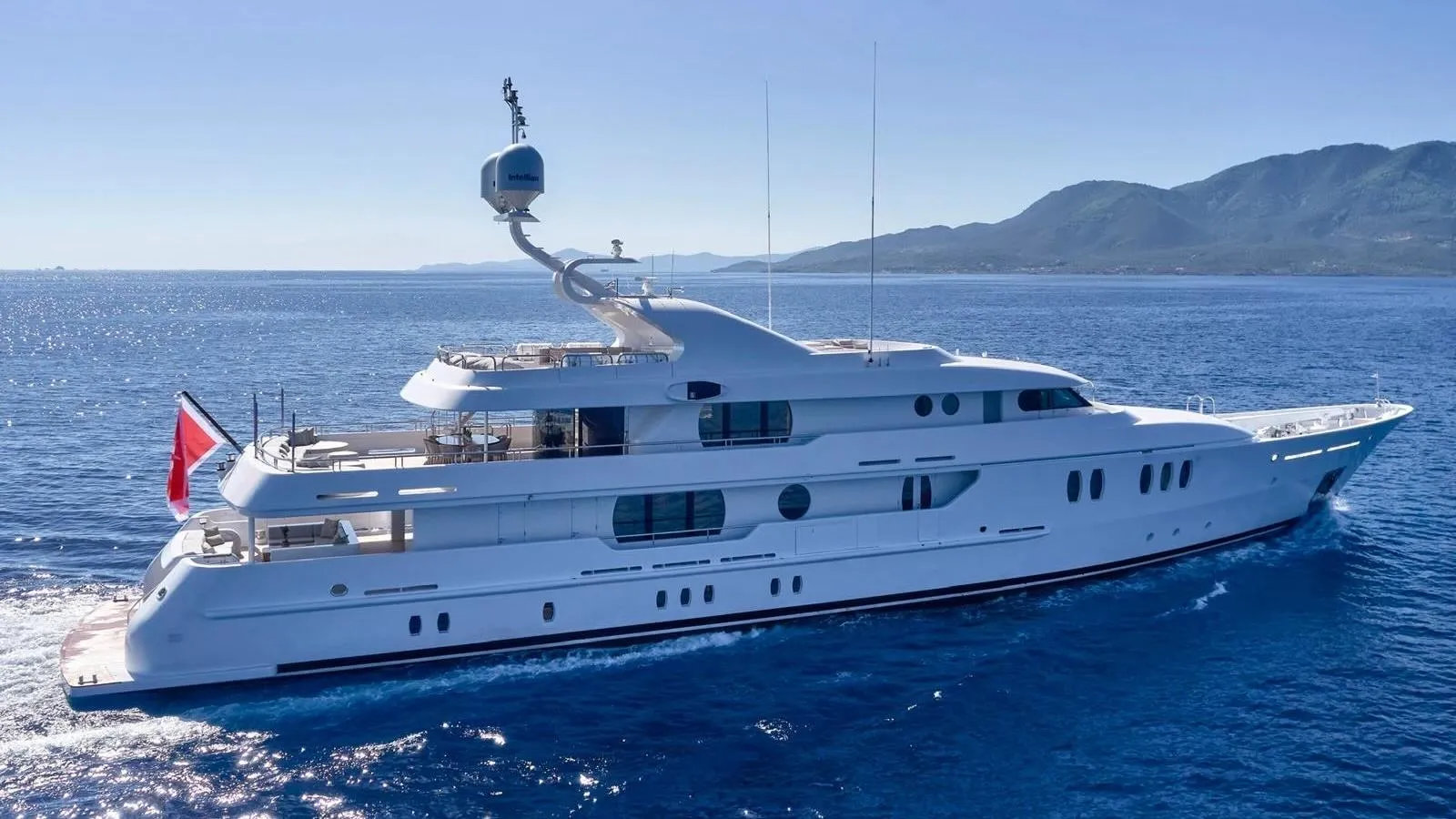 Luxury mega yacht JAZ sailing in Turkey, perfect for exclusive charters along the Aegean and Mediterranean coasts.