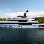 Lady Lena luxury mega yacht with spacious sun decks and lavish amenities, chartered across the Mediterranean Sea.