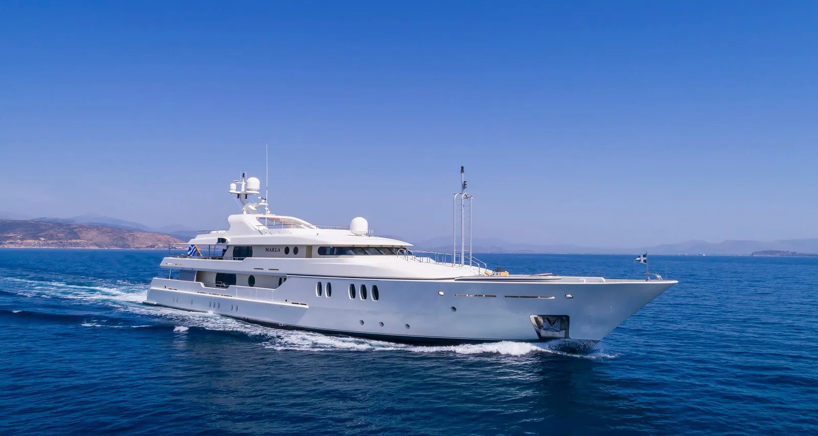Mega Yacht Marla in motion on the Mediterranean Sea, luxury yacht charter in Turkey.