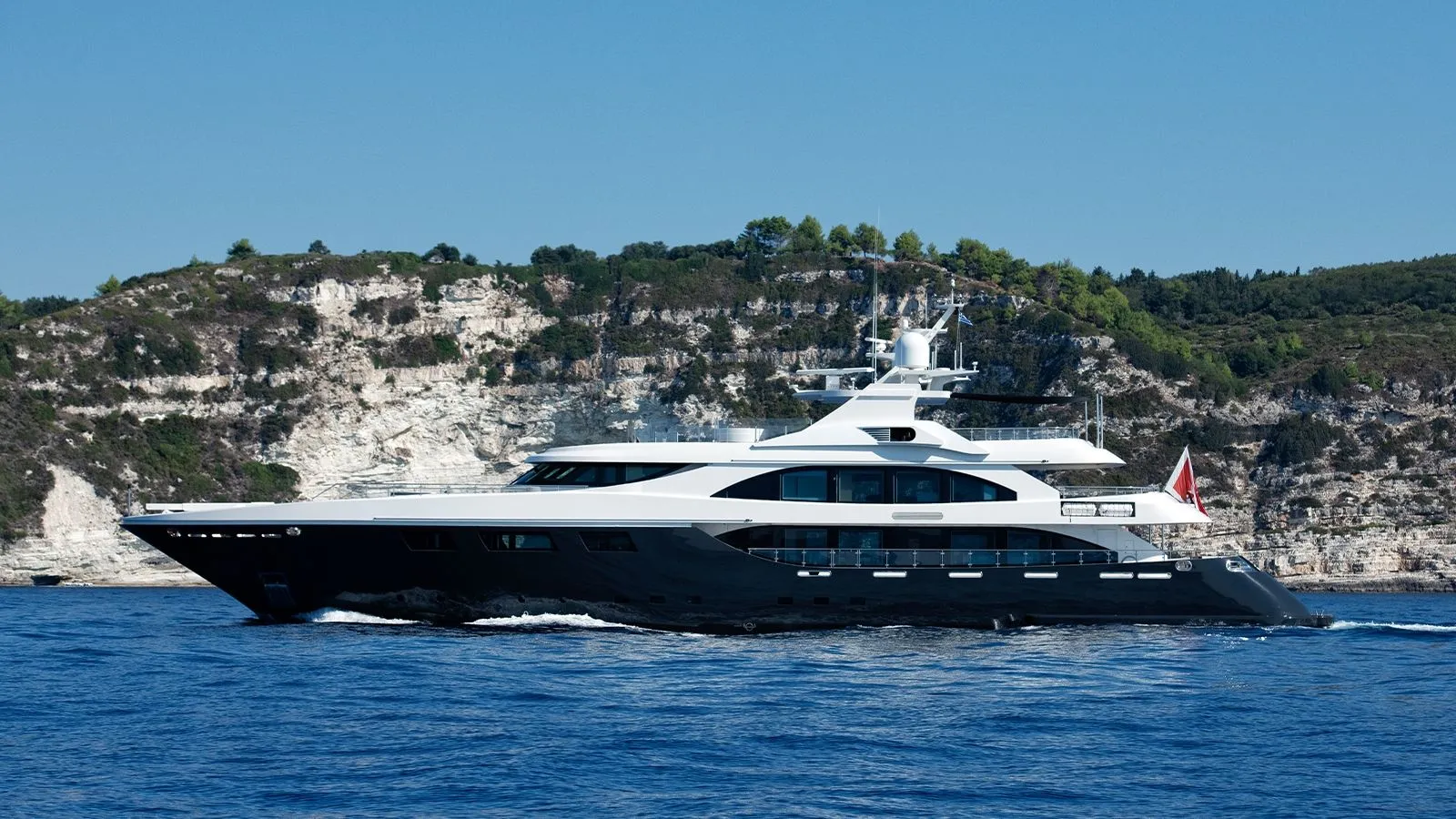 Luxury Mega Yacht ZIA on charter in Turkey, cruising on the blue waters of the Mediterranean.