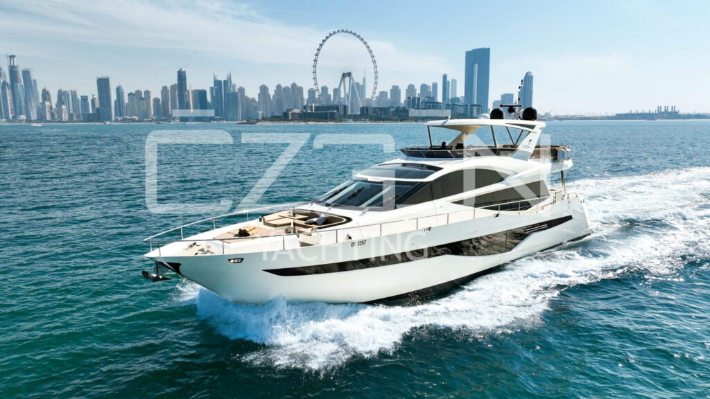 Luxury yacht rental Dubai with Ozgun Yachting – motor yachts and mega yachts cruising in Dubai Marina